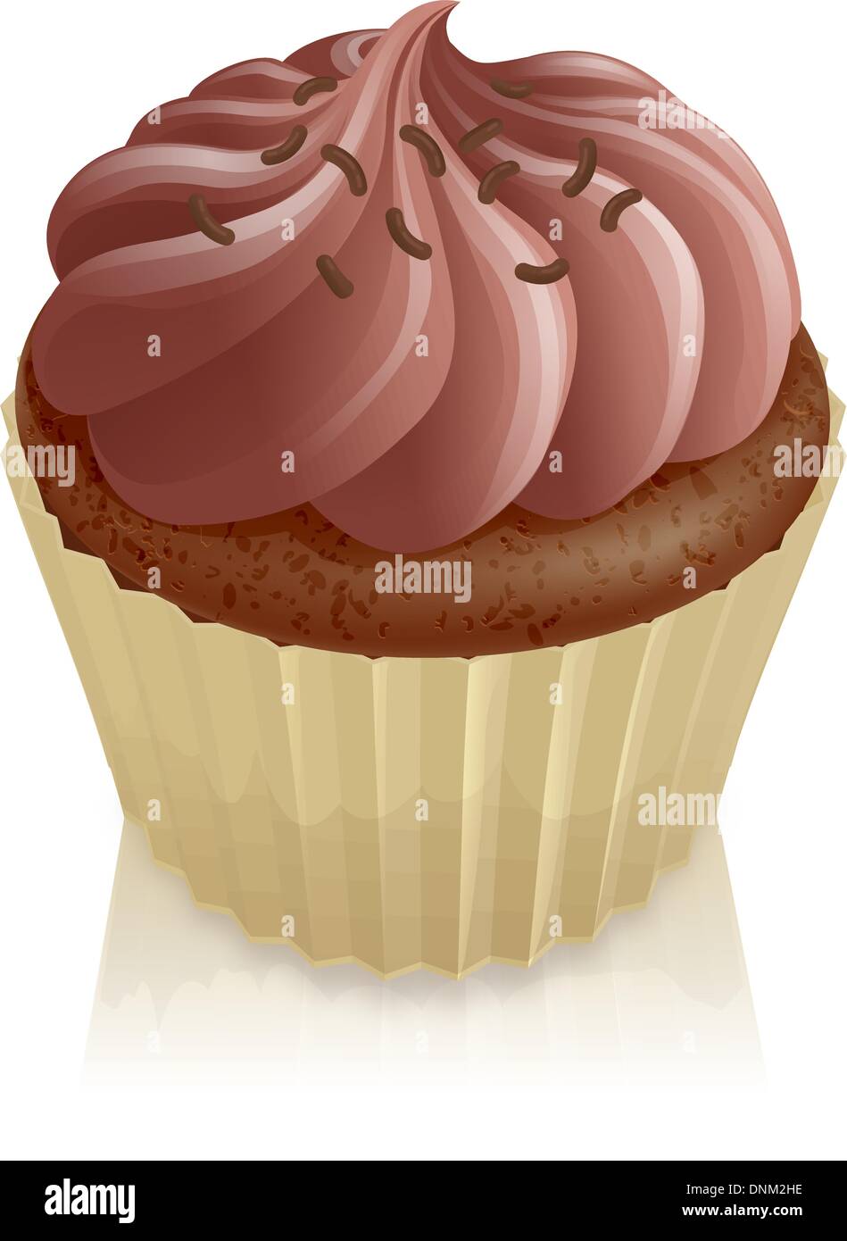 Fée chocolat cupcake gâteau avec vermicelles de chocolat sur le dessus Illustration de Vecteur