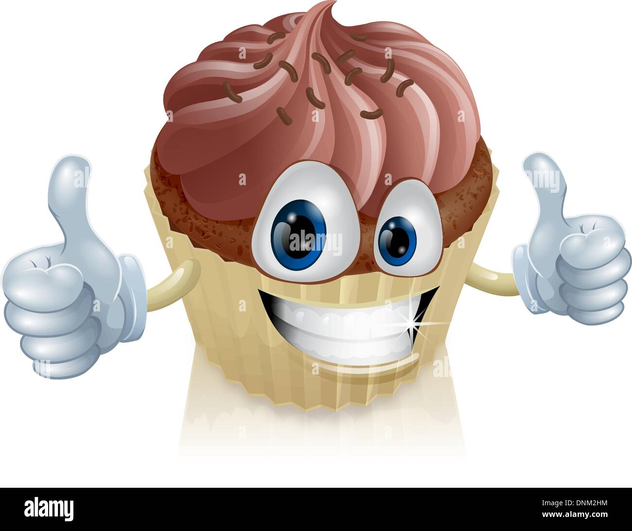 Une bonne mascotte cupcake chocolat en souriant avec une double Thumbs up Illustration de Vecteur