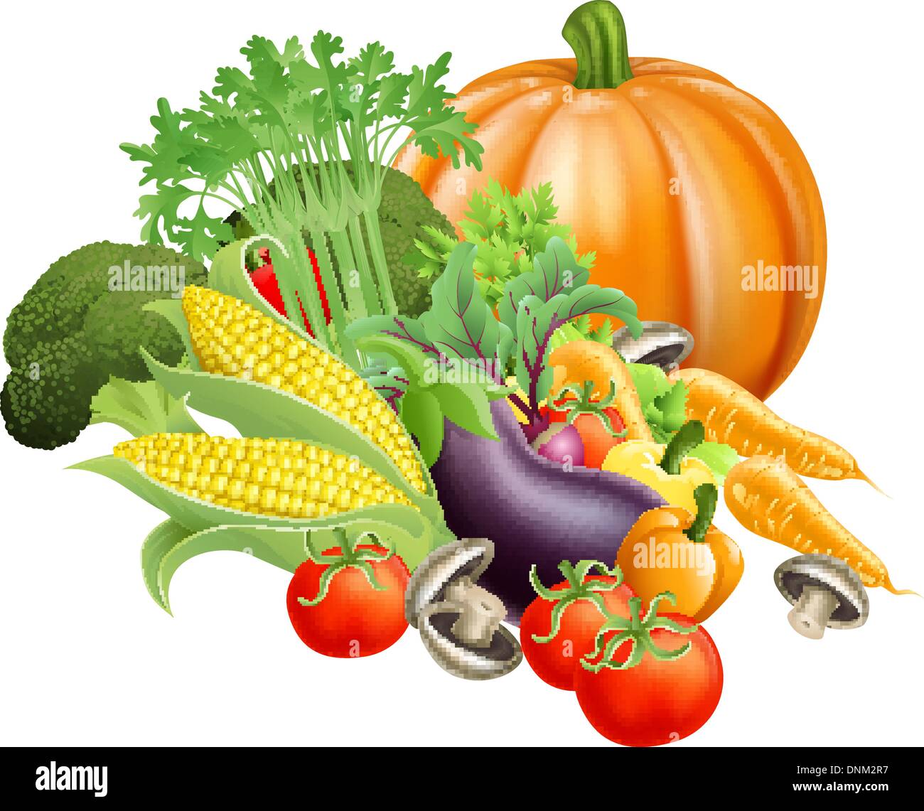 Illustration de produire assortiment de légumes frais et sain Illustration de Vecteur