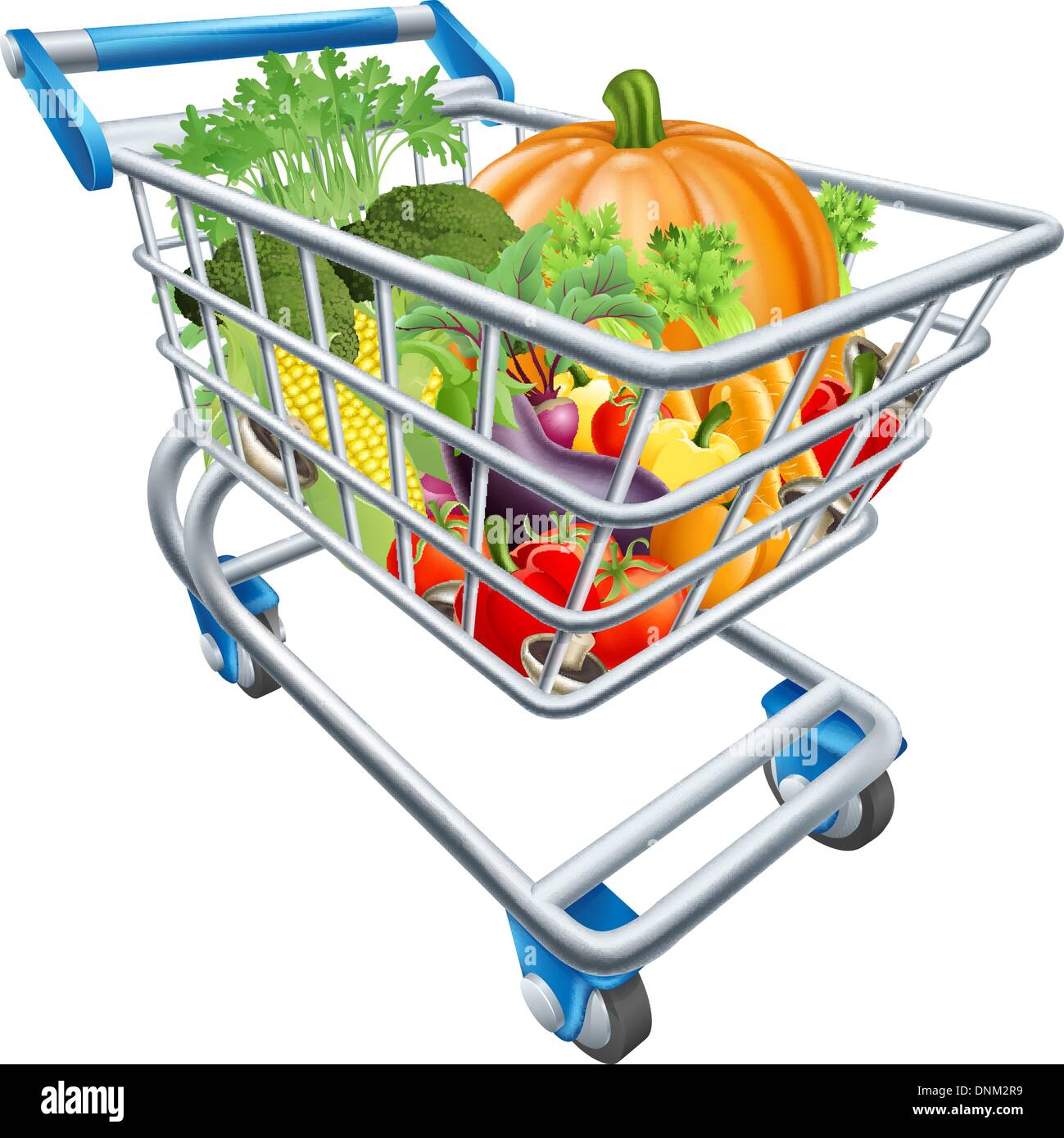 Une illustration d'un panier chariot plein de légumes frais et sain Illustration de Vecteur
