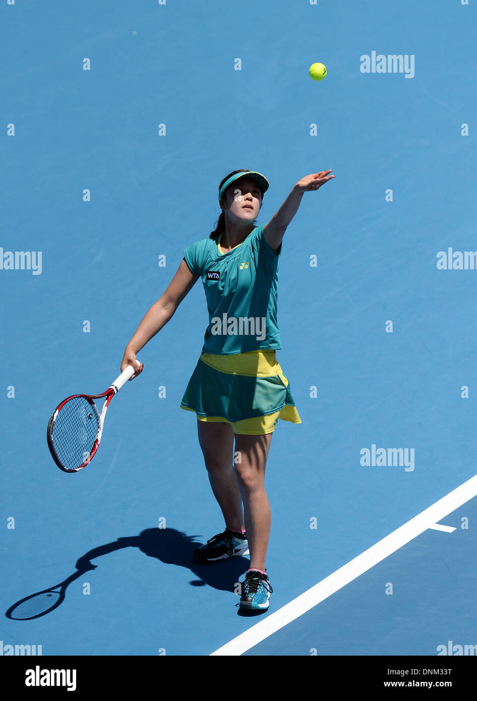 Auckland, Nouvelle-Zélande. 09Th Jan, 2014. Ishizu Sachie du Japon au jour 4 de l'ASB Classic Women's International. ASB Tennis Centre, Auckland : l'action de Crédit Plus Sport/Alamy Live News Banque D'Images