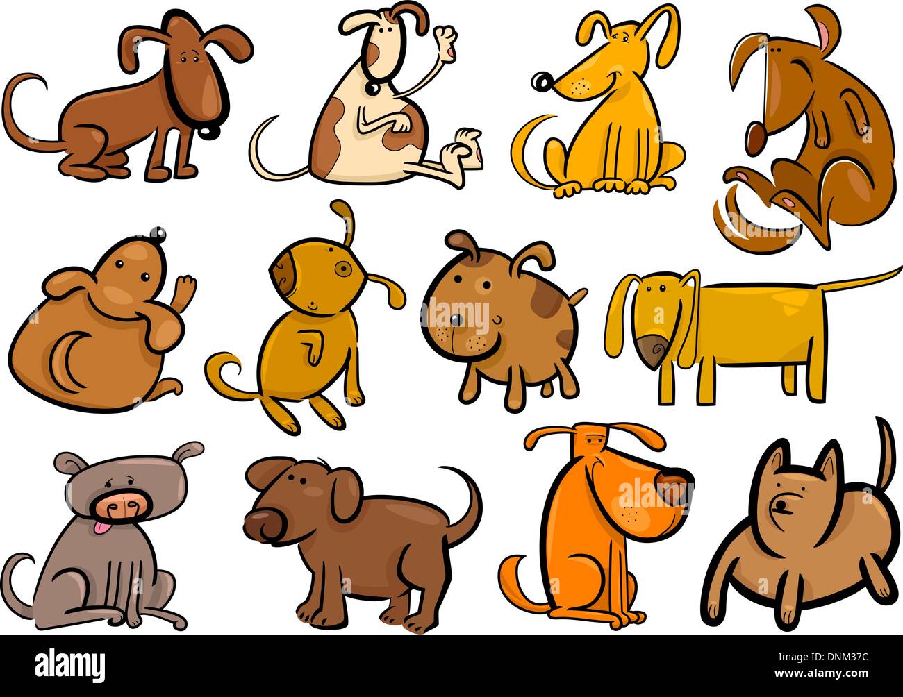 Cartoon Illustration de différents chiens Chiots drôles ou ensemble Illustration de Vecteur