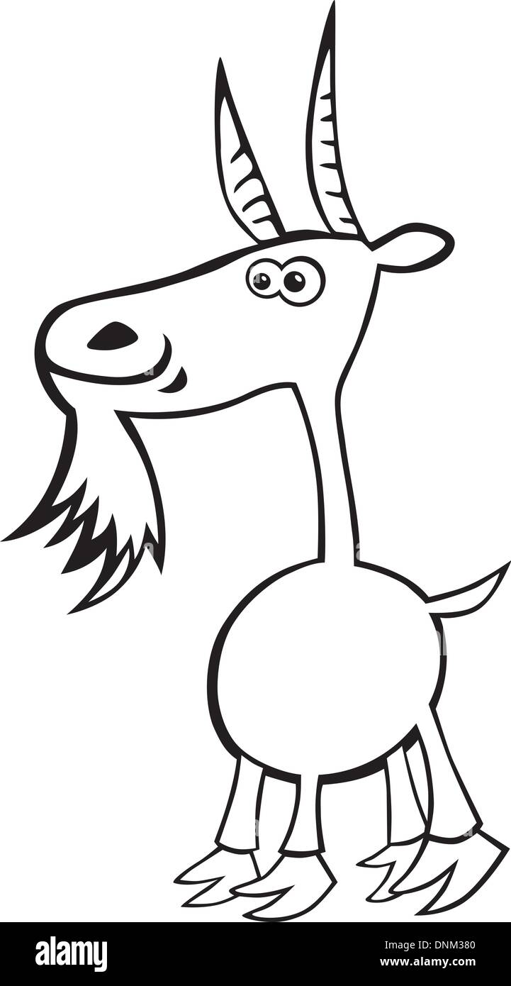 Cartoon illustration de drôle de chèvre pour Coloring Book Illustration de Vecteur