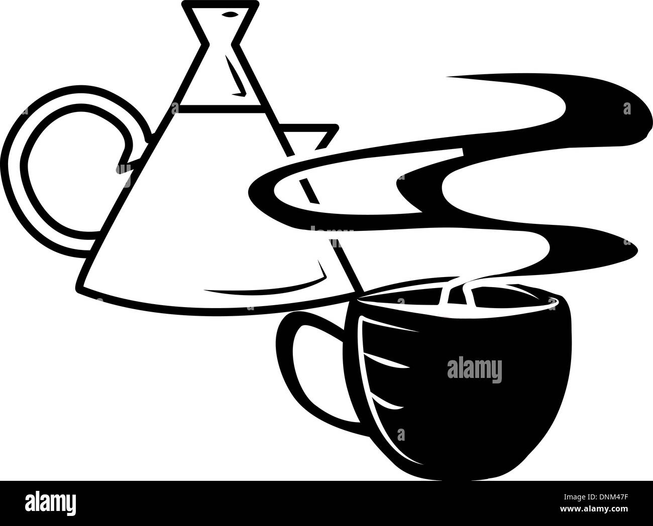 Une tasse à café et tasse fumante de café. Illustration de Vecteur