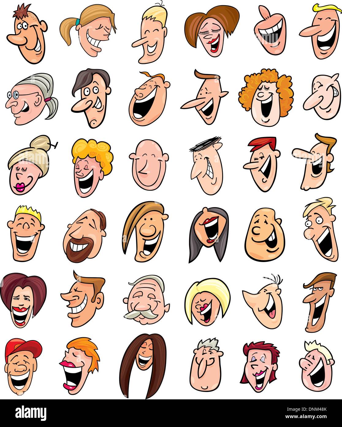 Cartoon illustration de l'énorme ensemble de rire les gens visages Illustration de Vecteur