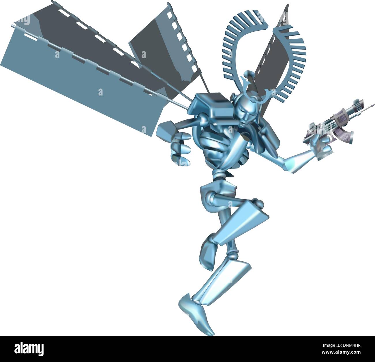 Un style manga futuriste cool robot samouraï Illustration de Vecteur