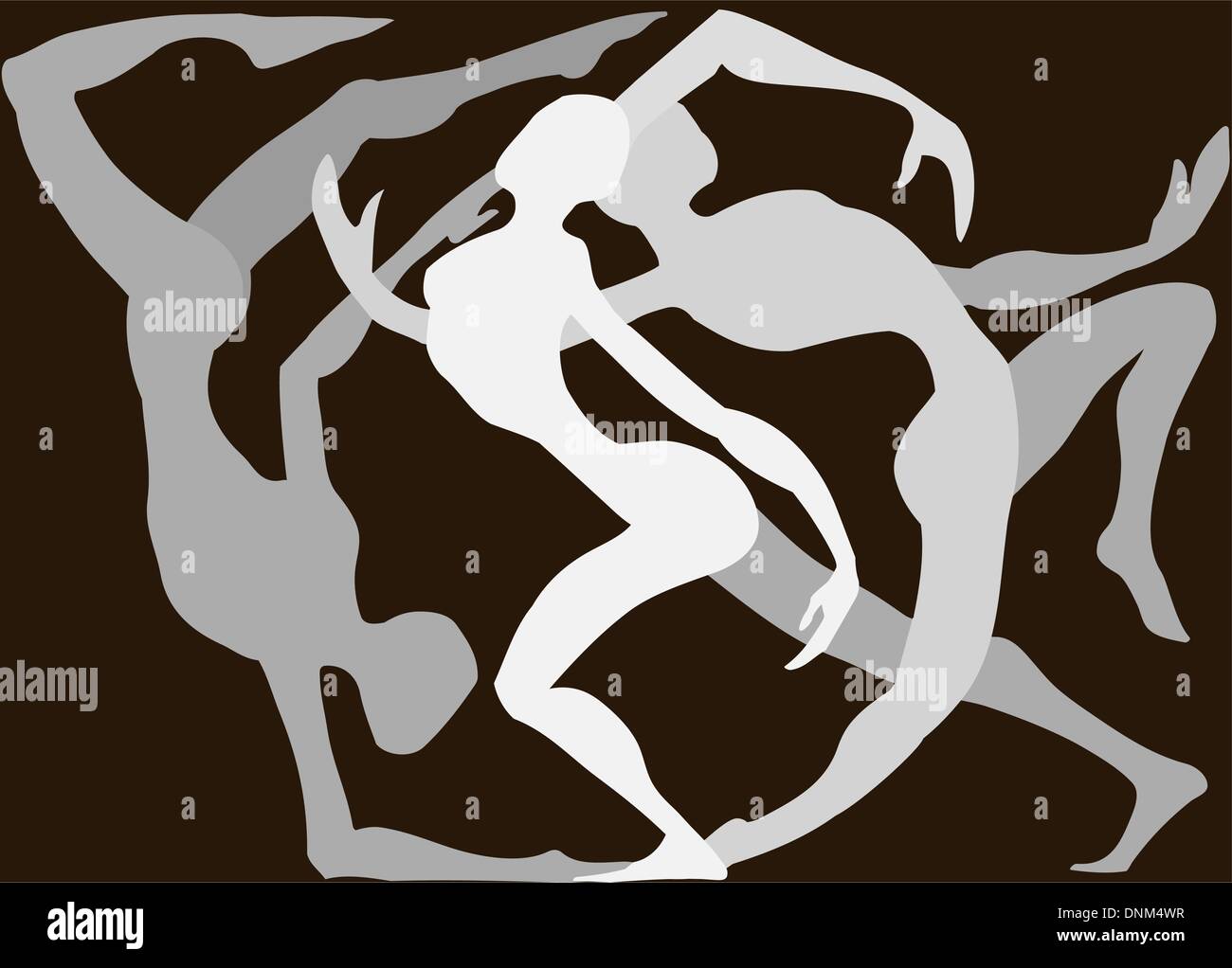 Danseurs danser autour de l'autre Illustration de Vecteur