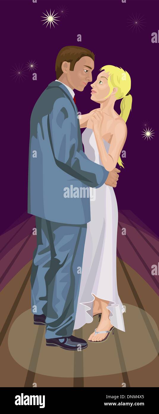 Un couple très amoureux de la danse Illustration de Vecteur