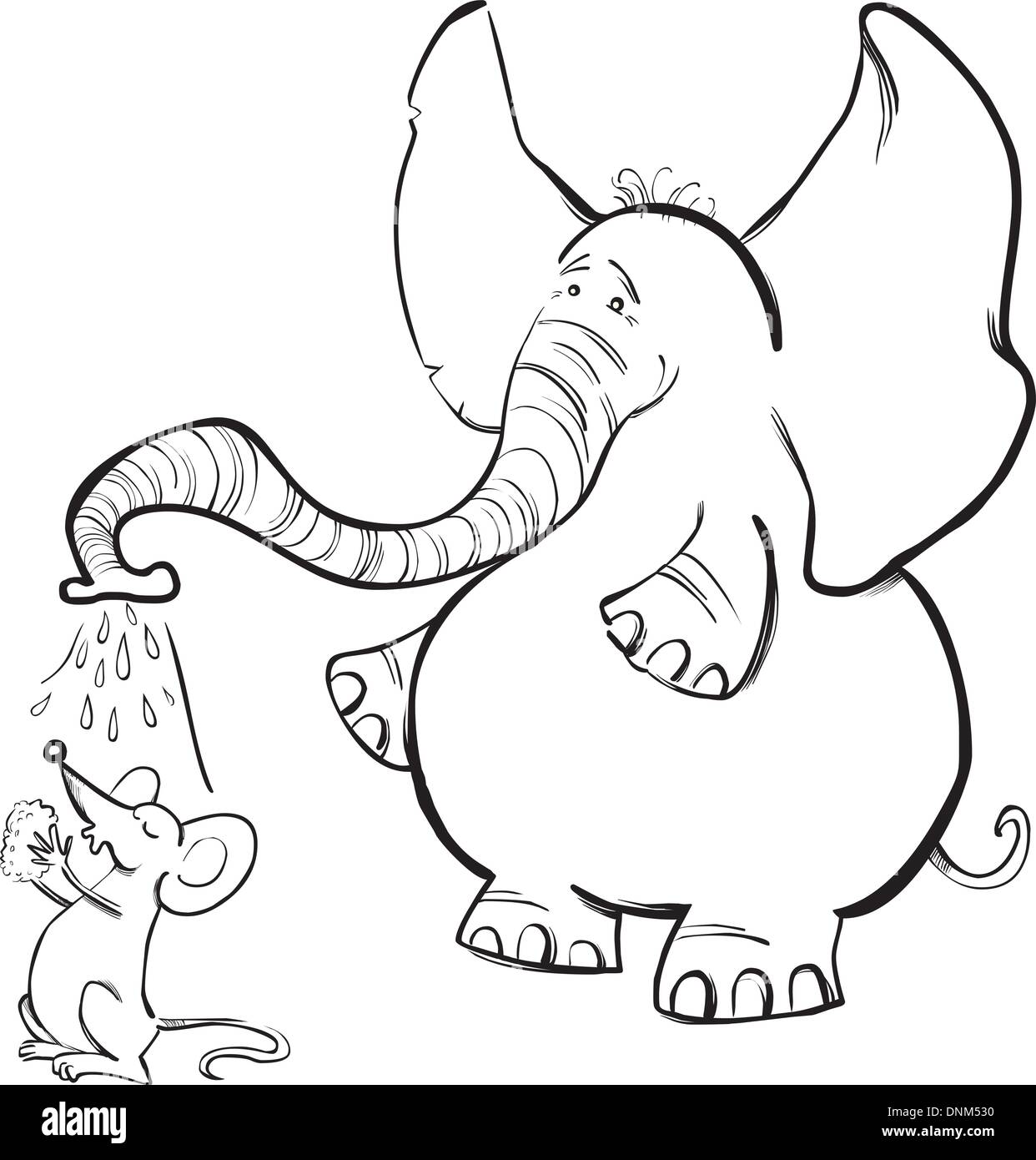 Illustration de la souris et l'éléphant pour Coloring Book Illustration de Vecteur