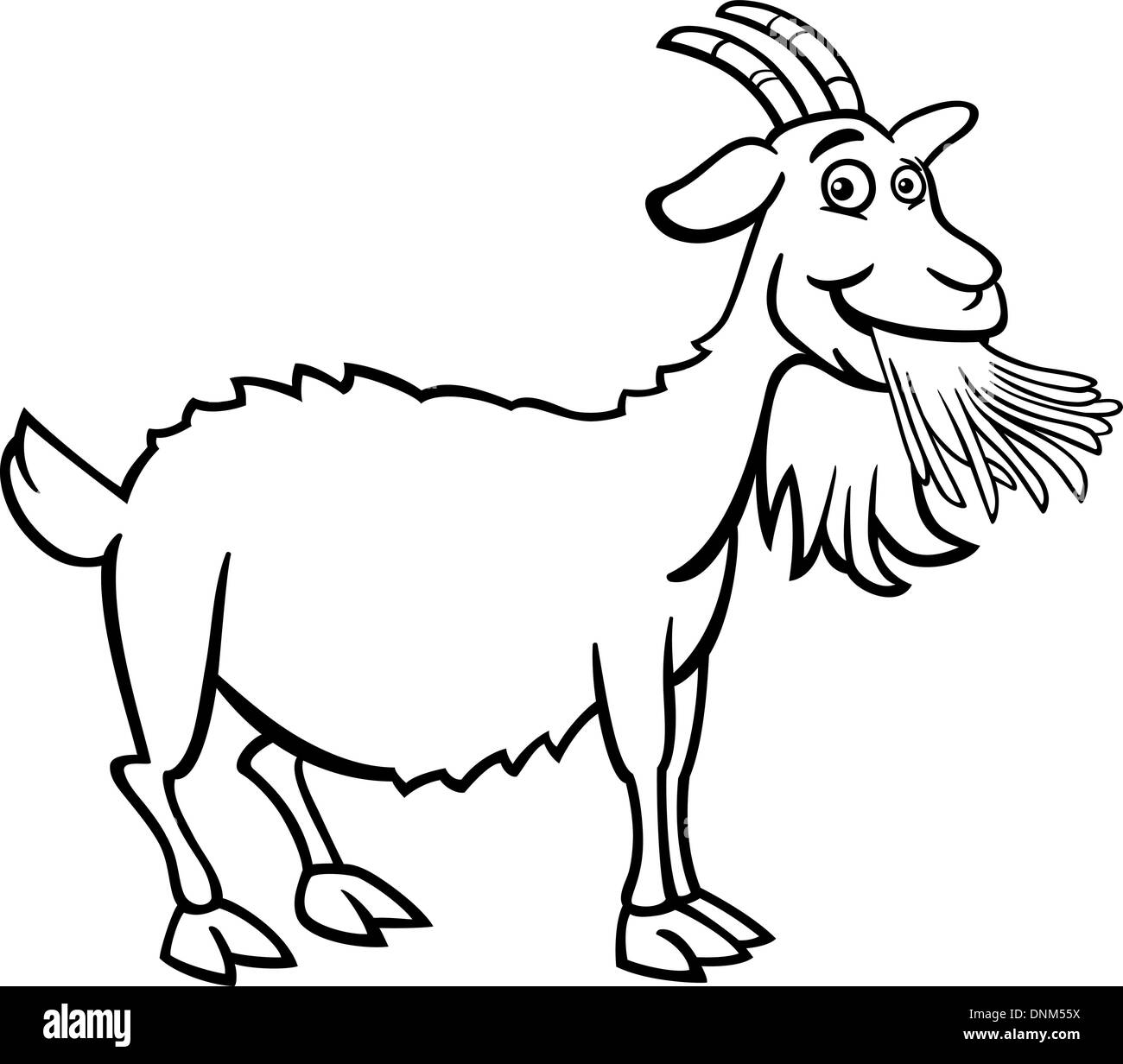 Cartoon noir et blanc Illustration de Funny Farm Animal Chèvre pour Coloring Book Illustration de Vecteur
