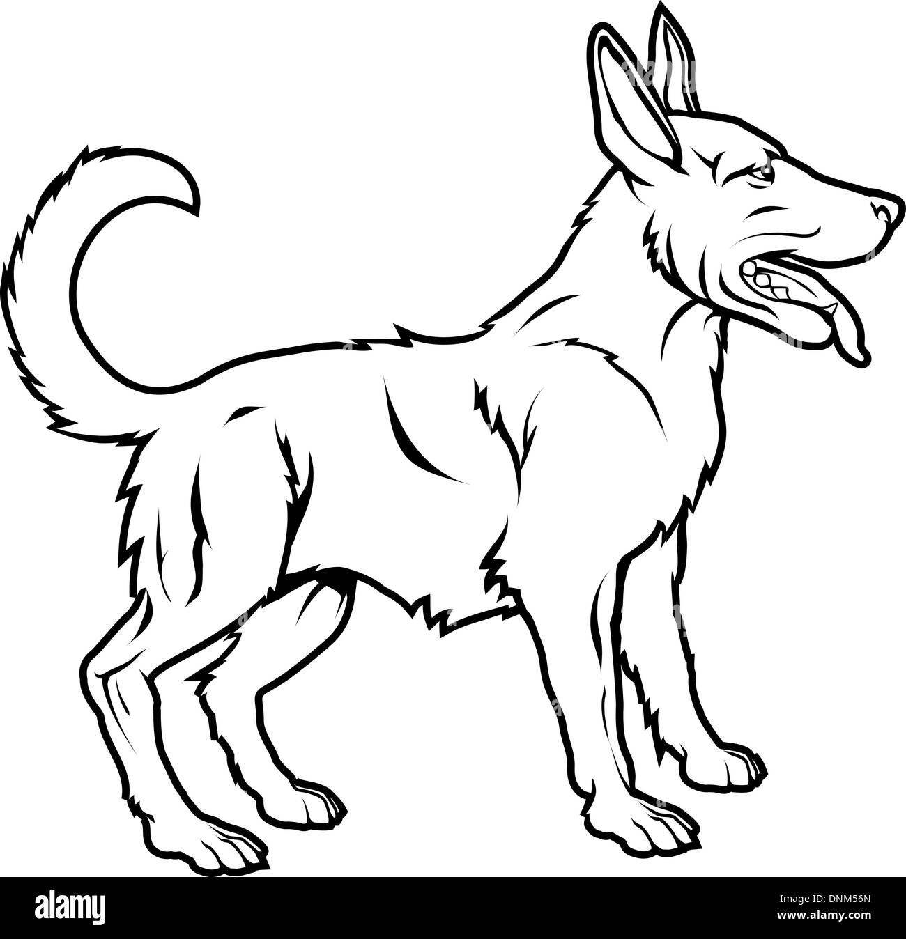 Une illustration d'un chien stylisé peut-être un tatouage de chien Illustration de Vecteur