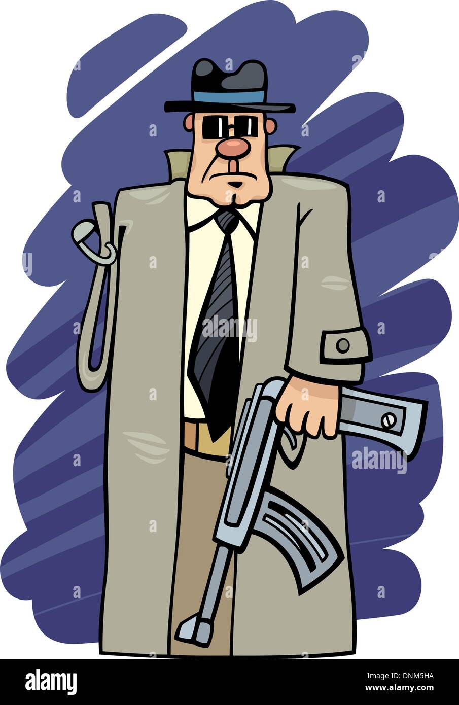 Caricature humoristique Illustration d'un bandit armé Expression Illustration de Vecteur