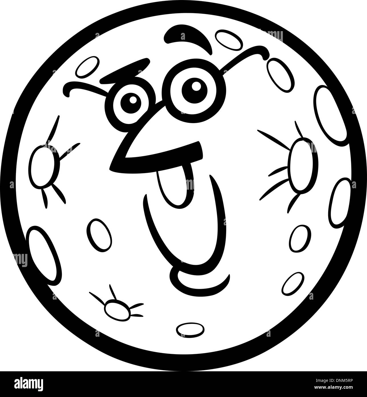 Cartoon noir et blanc Illustration de bande dessinée planète Mercure drôle personnage mascotte pour les enfants à colorier Livres Illustration de Vecteur