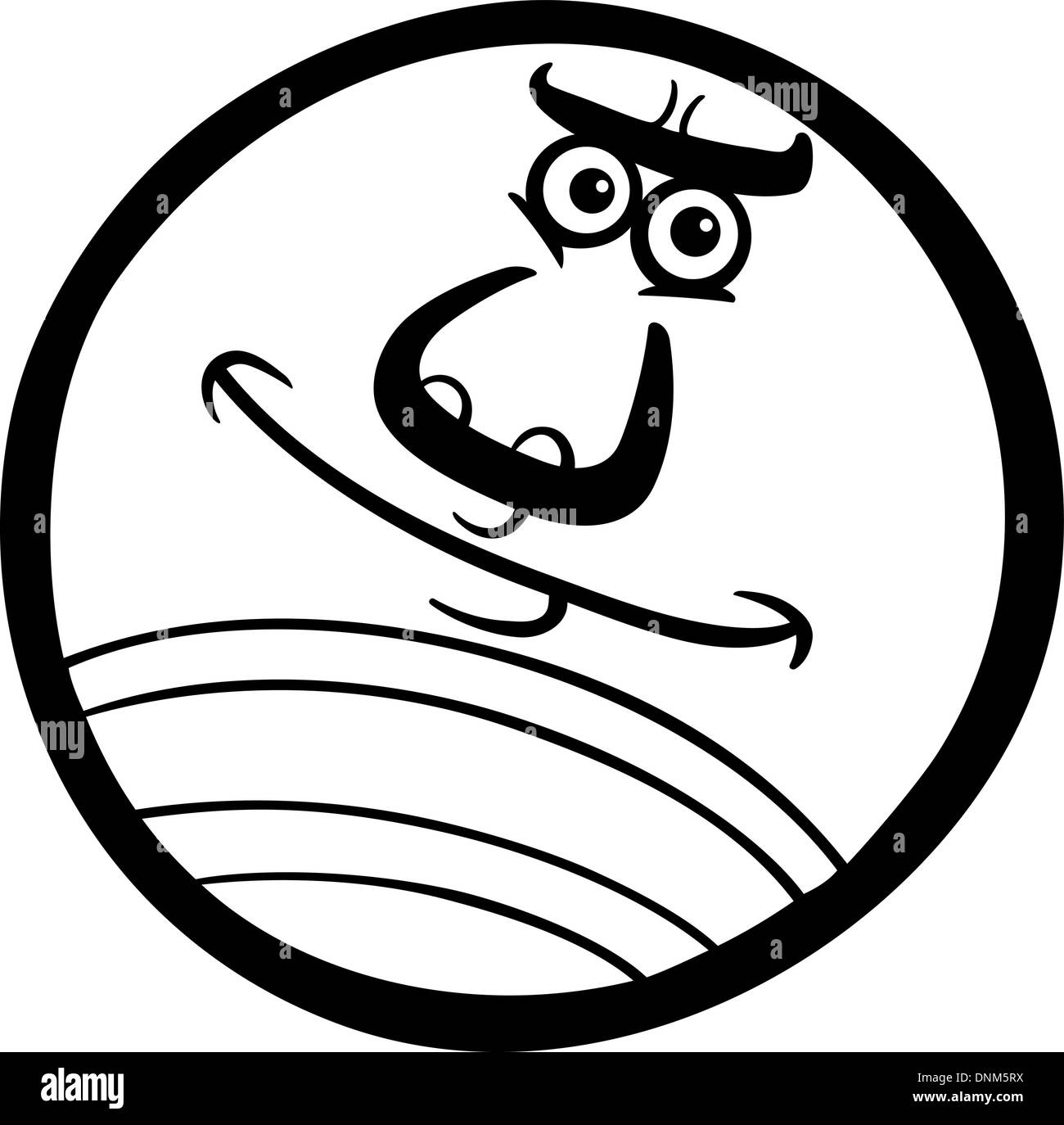 Cartoon noir et blanc Illustration de bande dessinée drôle planète Neptune Mascot Character pour les enfants à colorier Livres Illustration de Vecteur