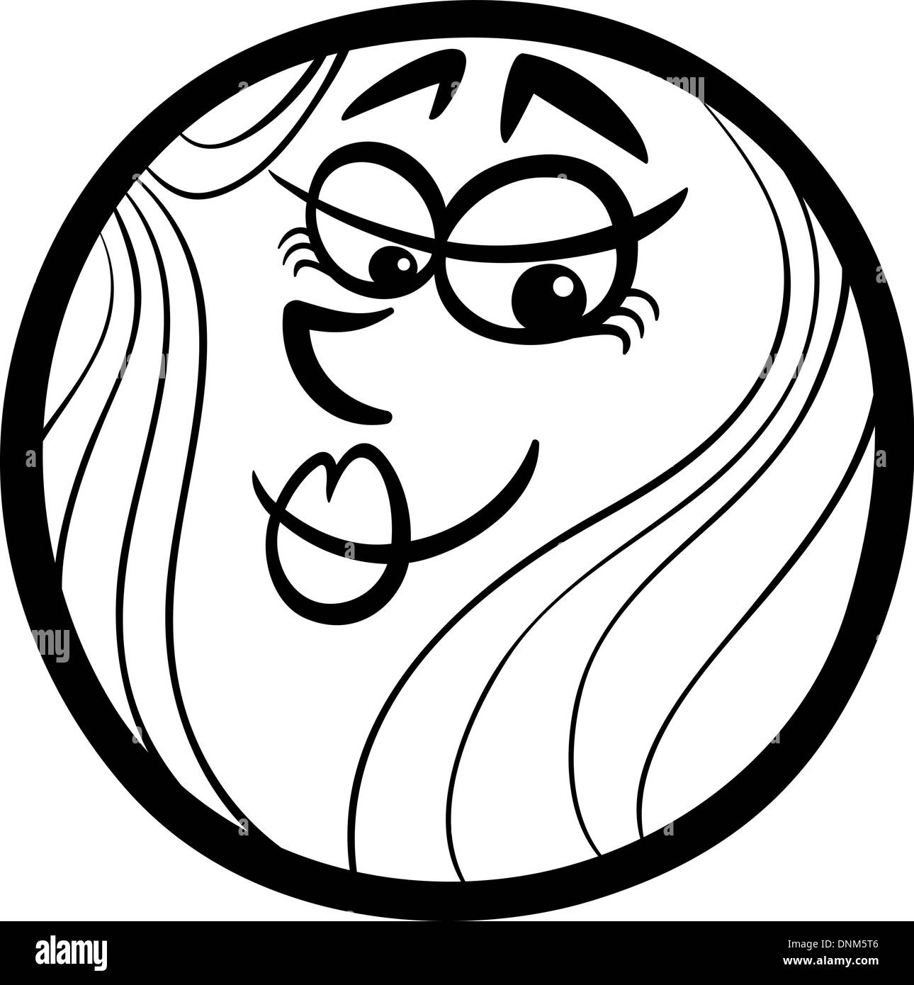 Cartoon noir et blanc Illustration de Drôle de planète Vénus Comic Mascot Character pour les enfants à colorier Livres Illustration de Vecteur