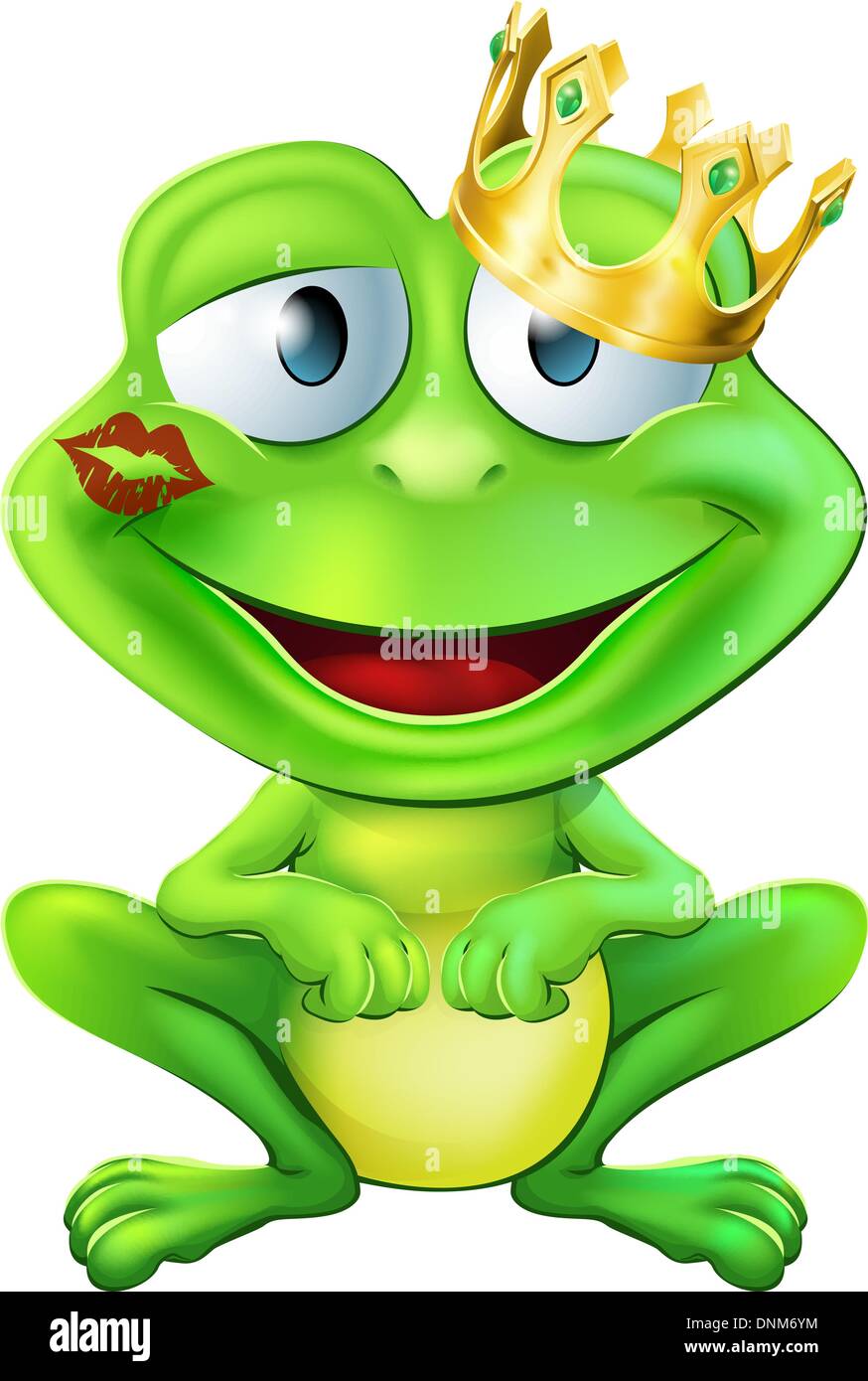 Une Illustration D Une Grenouille Mignon Personnage Portant Une Couronne D Or Avec Une Marque De Rouge A Levres Rouge Sur Ses Levres Former Un Baiser Image Vectorielle Stock Alamy
