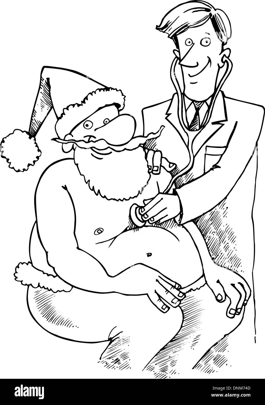 Cartoon Illustration de Santa Claus ou Père Noël ou Papa Noel au médecin pour l'examen d'un livre à colorier ou Page Illustration de Vecteur