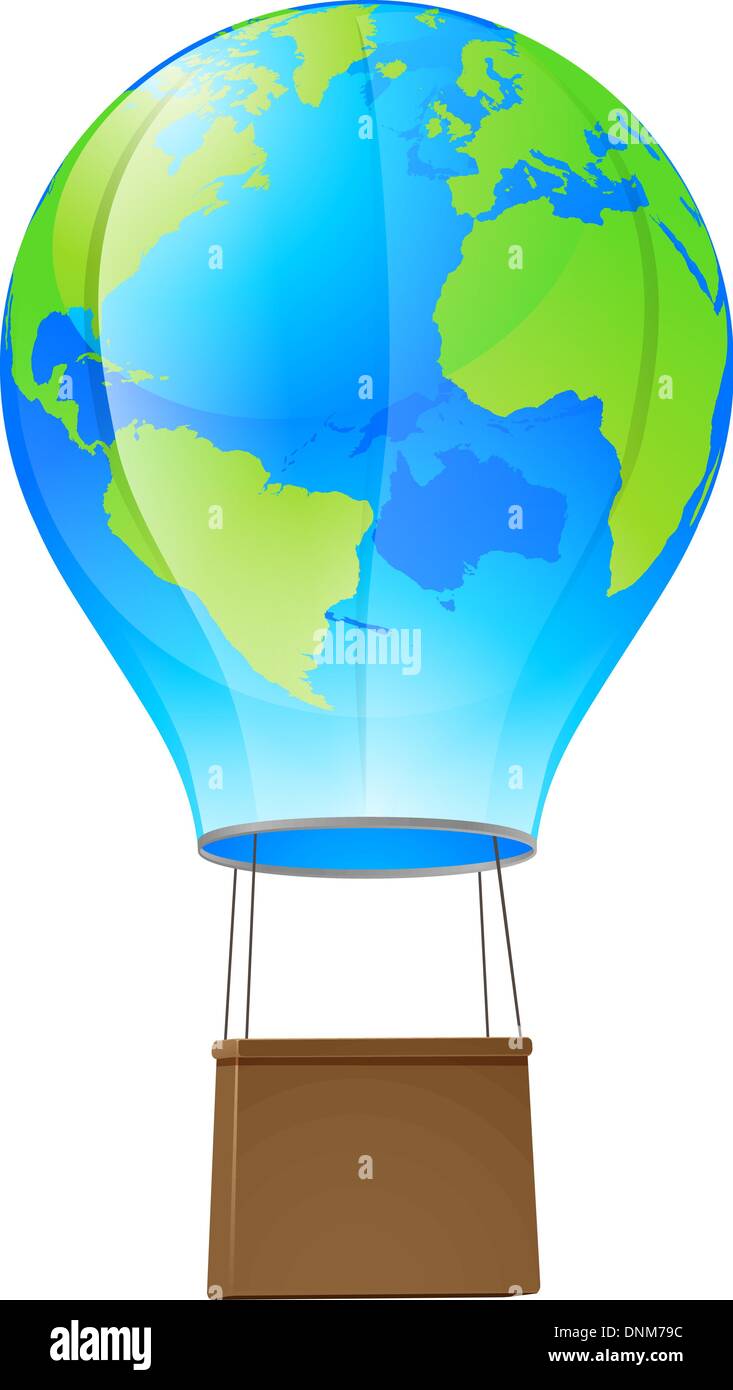 Illustration d'un globe terrestre hot air balloon Illustration de Vecteur