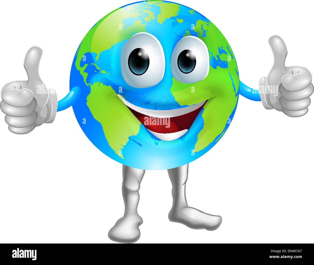 Un monde ou globe mascot personnage avec un large sourire en donnant un coup de pouce Illustration de Vecteur