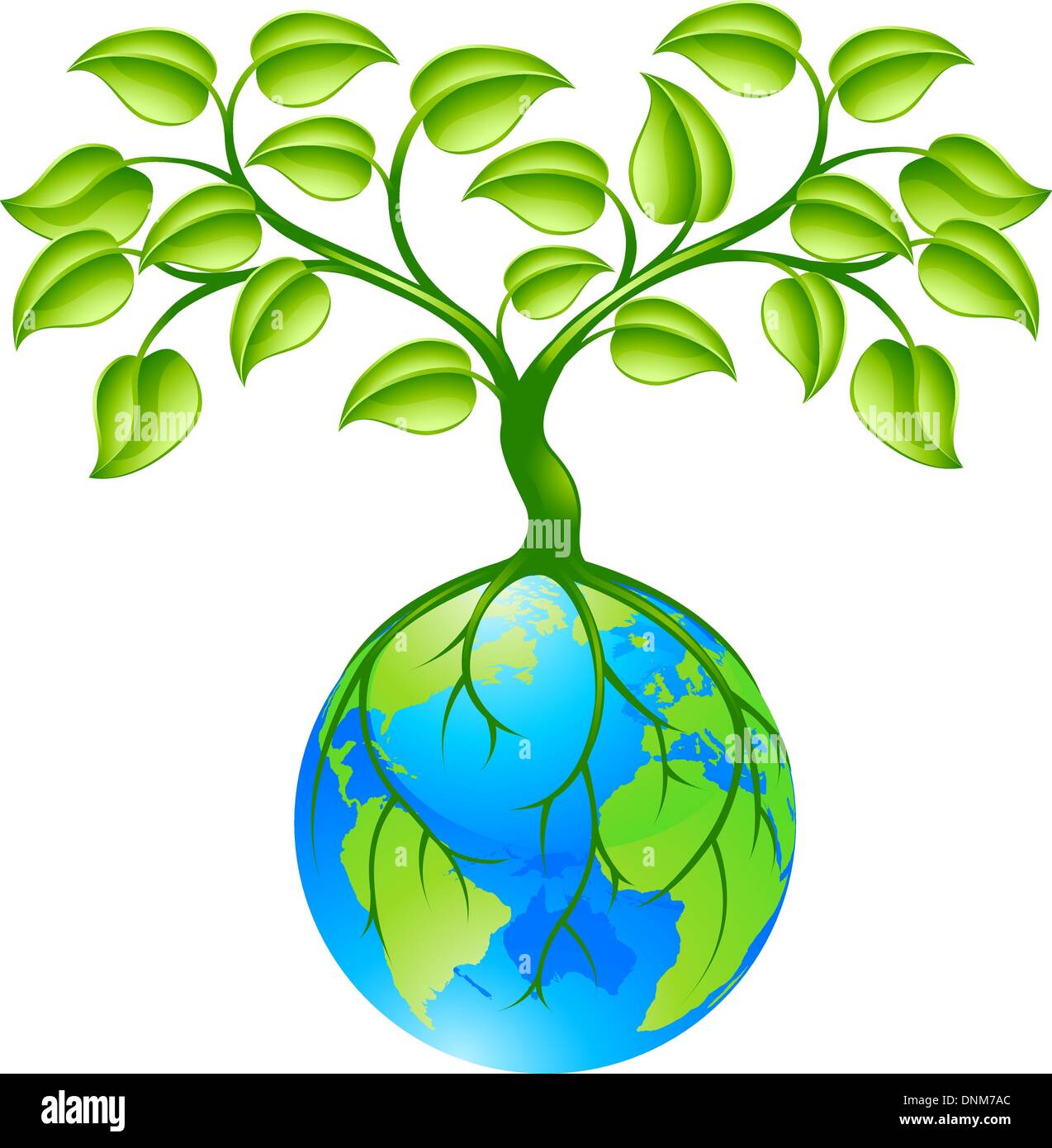 Concept illustration de la planète terre world globe avec un arbre qui pousse sur le dessus. N'importe quel nombre d'entreprises ou de l'environnement vert croissance Illustration de Vecteur