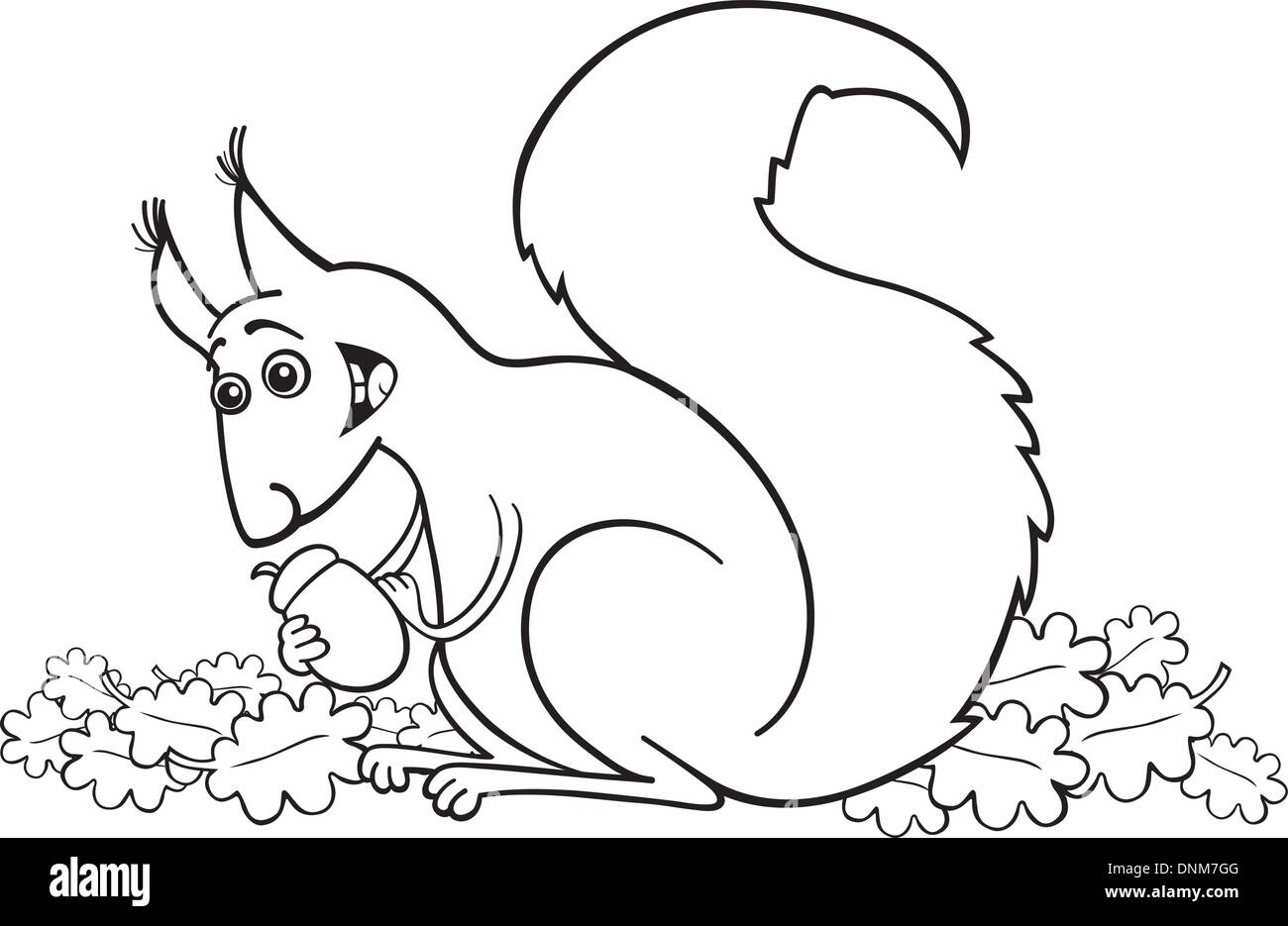 Illustration de l'écureuil rouge drôle avec écrou pour Coloring Book Illustration de Vecteur