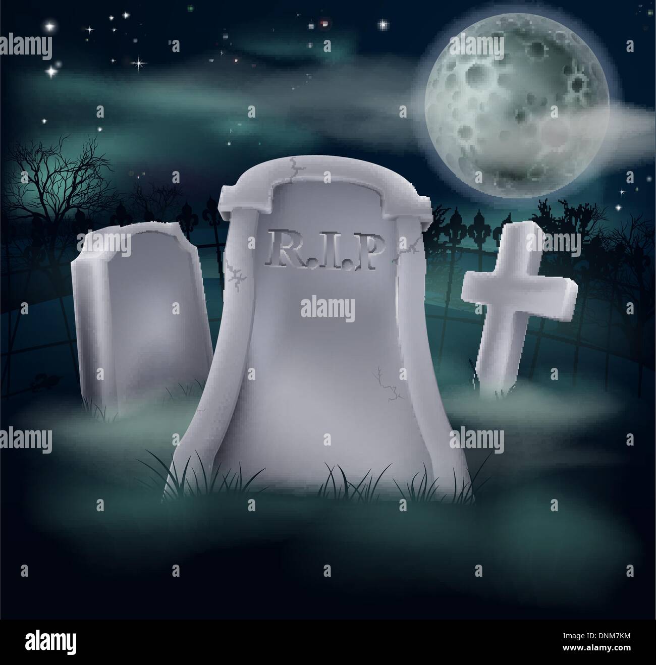 Un grave sinistre avec RIP écrit dessus et copie espace ci-dessous si vous souhaitez ajouter du texte. Super pour Halloween, et la pierre tombale Illustration de Vecteur