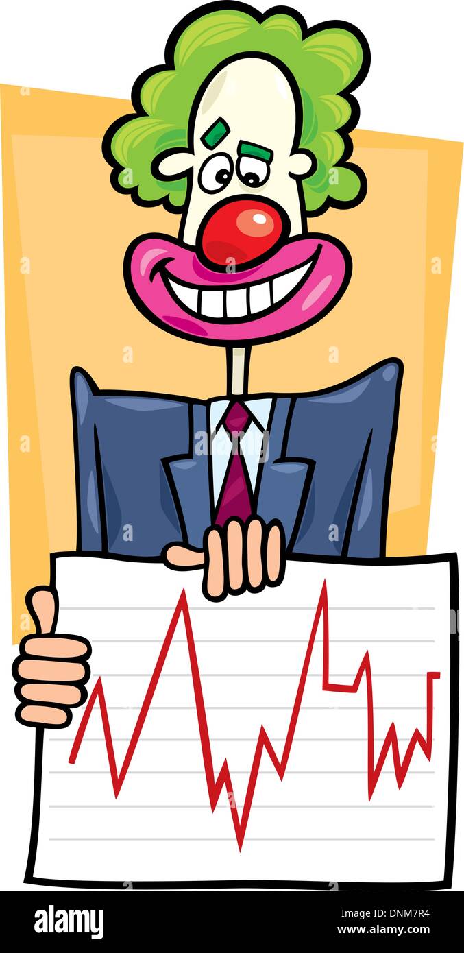 Cartoon illustration de l'analyste en stock masque clown Illustration de Vecteur