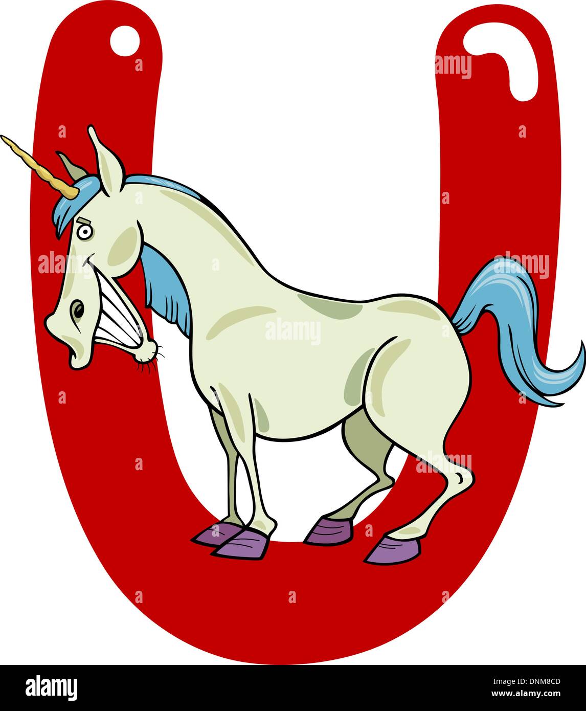 Cartoon illustration de la lettre U pour unicorn Illustration de Vecteur