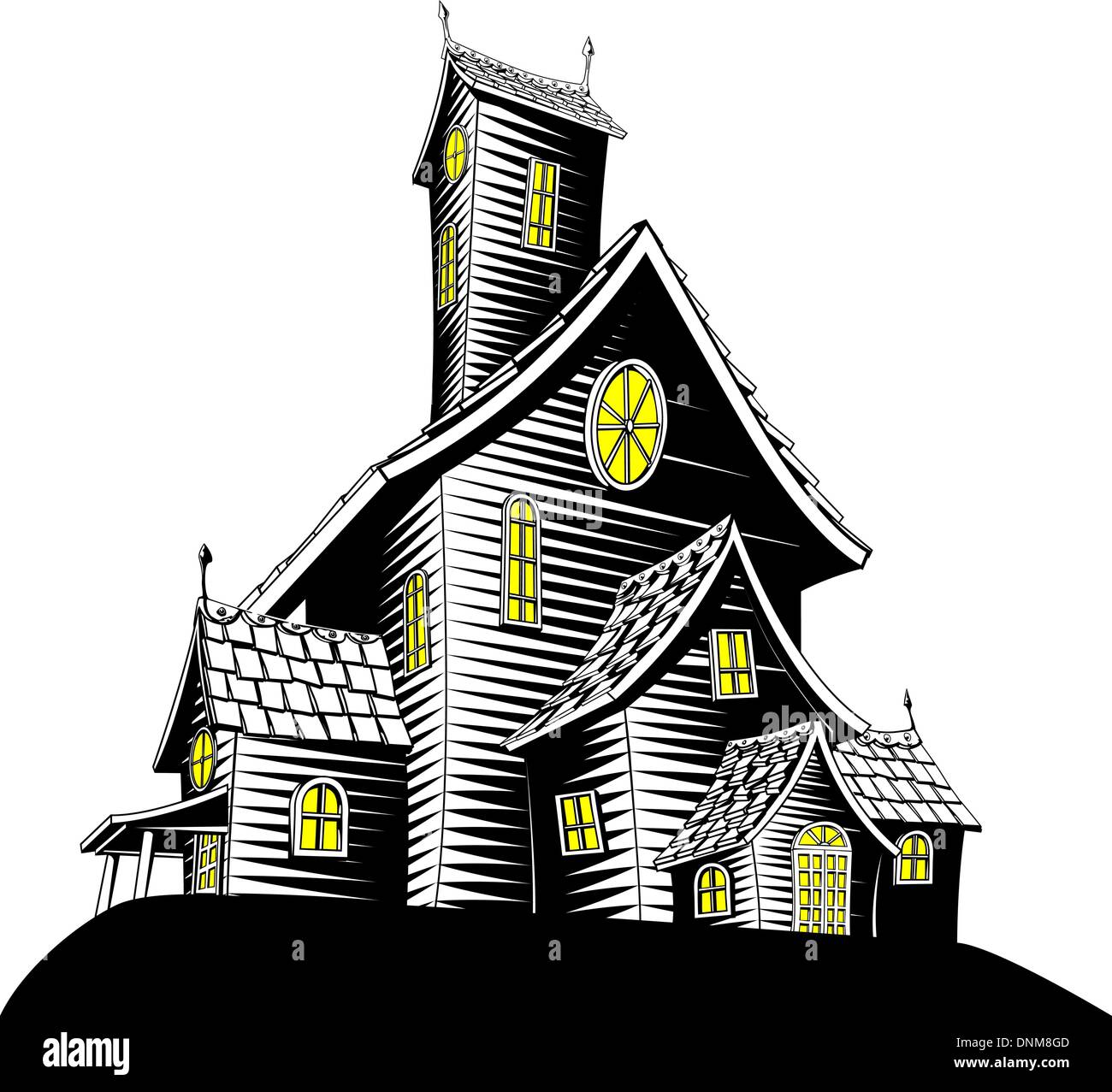 Haunted Halloween illustration d'une maison fantôme Illustration de Vecteur