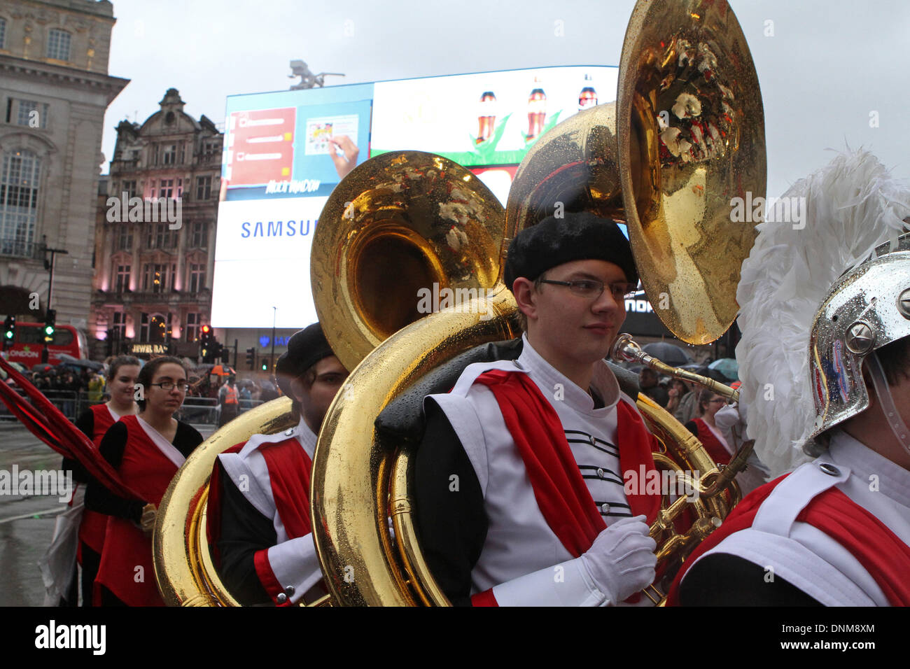 London,UK,1er janvier 2014,Troy Troie High School marching band à la London's New Year's Day Parade 2014 Credit : Keith Larby/Alamy Live News Banque D'Images