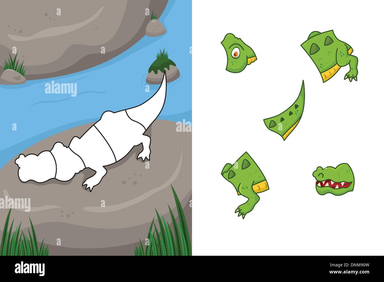 Un vecteur illustration de puzzle crocodile Illustration de Vecteur