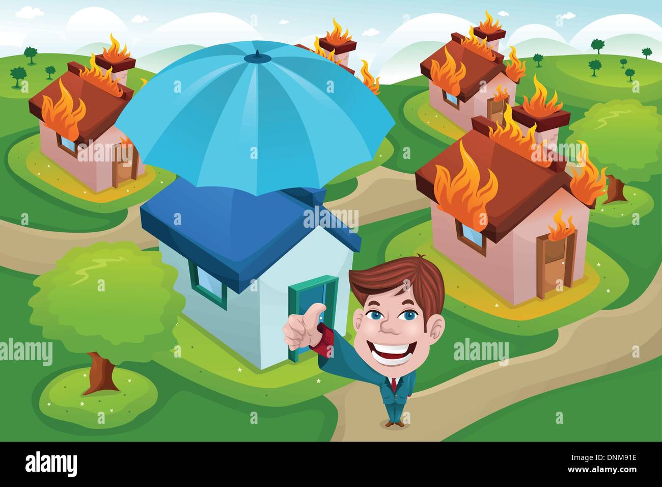 Un vecteur illustration de chambre en feu pour concept d'assurance maison Illustration de Vecteur
