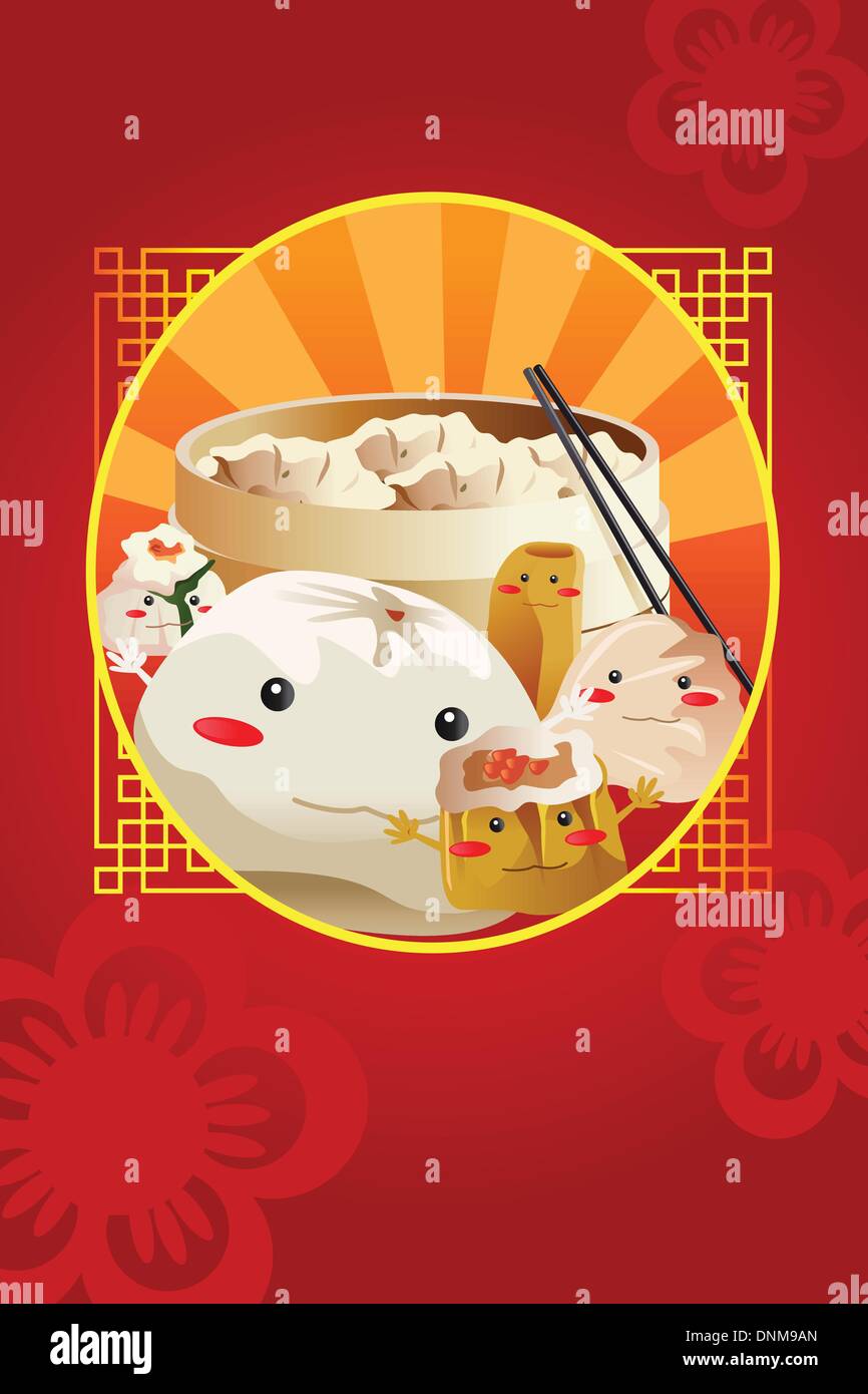 Un vecteur illustration de dim sum chinois restaurant menu conception de la couverture Illustration de Vecteur