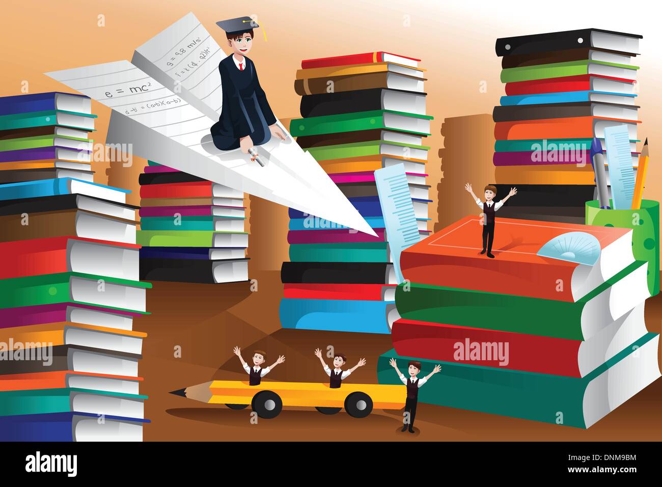 Un vecteur illustration de l'étudiant a obtenu son diplôme de l'education concept Illustration de Vecteur