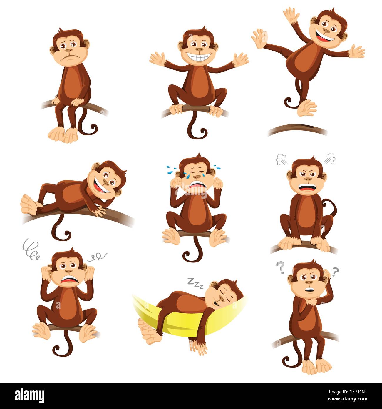 Un vecteur illustration de singe avec expression différente Illustration de Vecteur