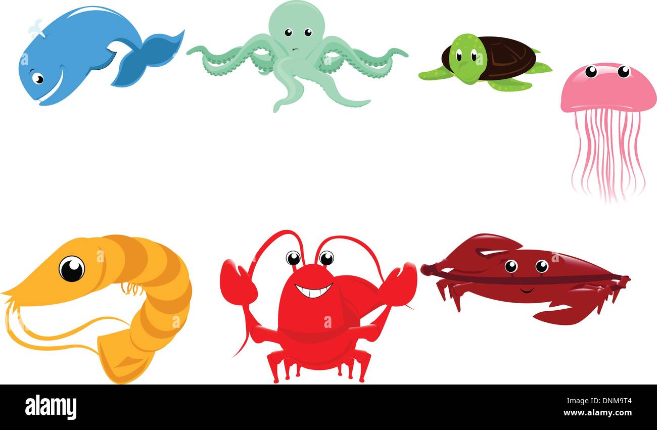 Un vecteur illustration d'animaux marins cartoon Illustration de Vecteur