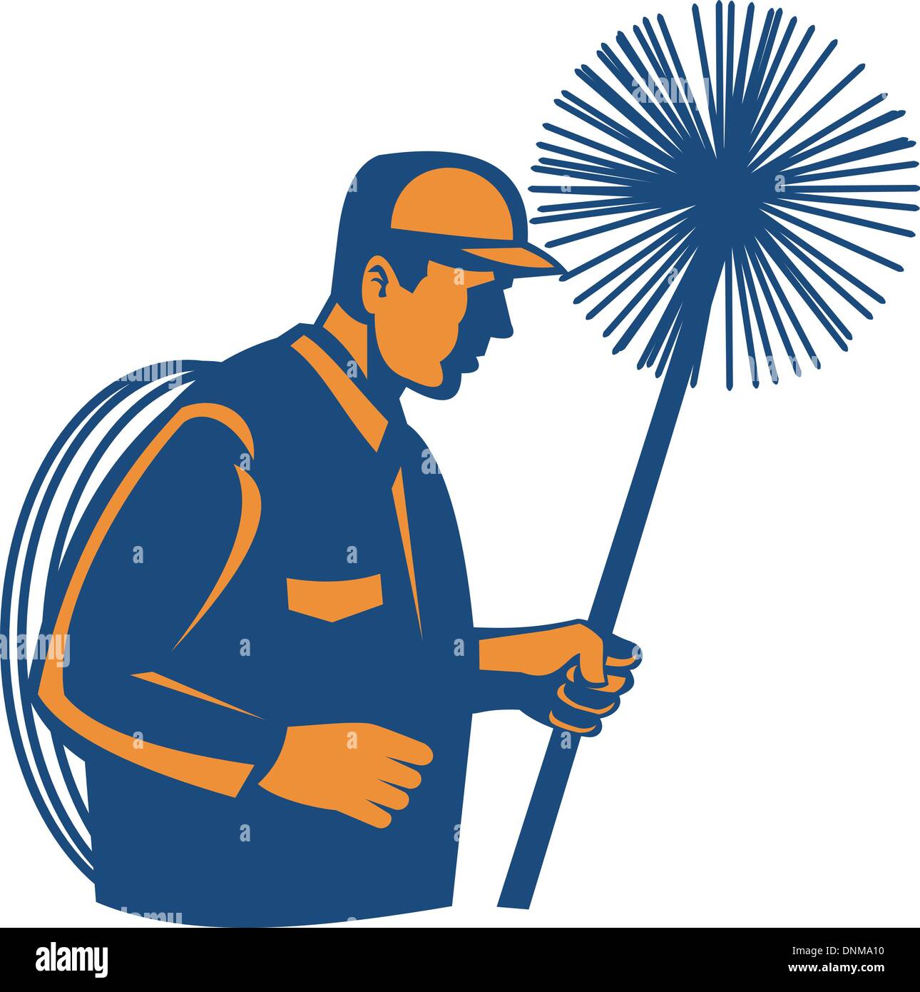 Illustration d'un ramoneur ou cleaner holding sweep isolated on white Illustration de Vecteur
