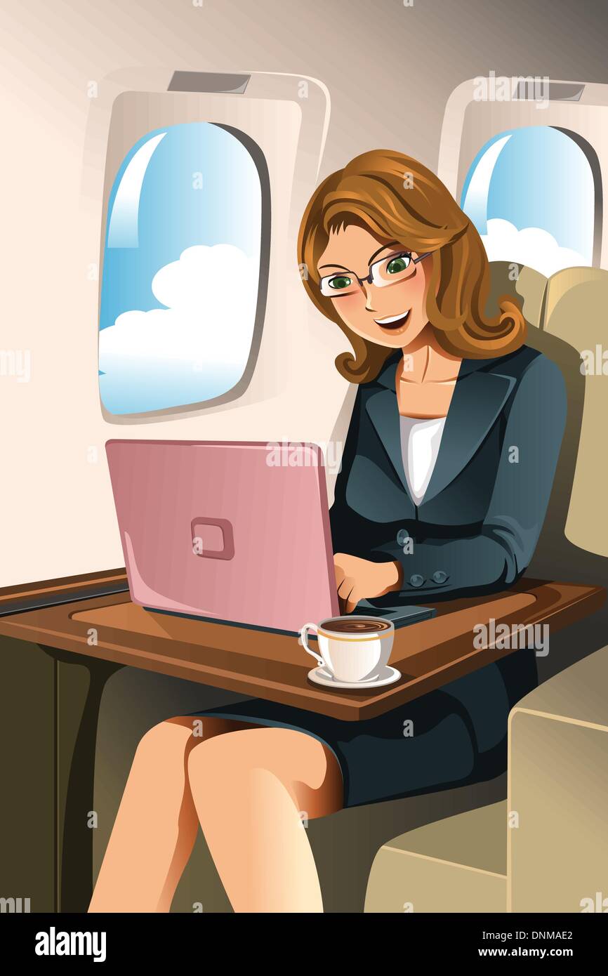 Un vecteur illustration de son portable dans l'avion Illustration de Vecteur