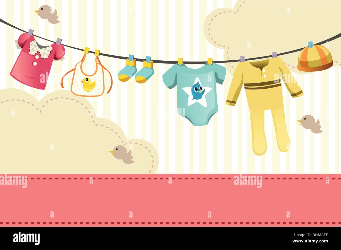 Un vecteur illustration de vêtements bébé sur clothespin Illustration de Vecteur