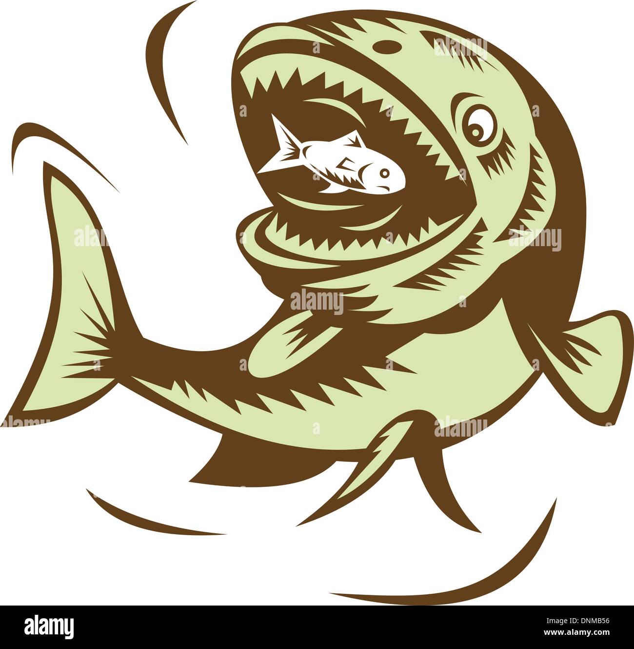 Illustration d'un gros poisson mange une petite fry Illustration de Vecteur