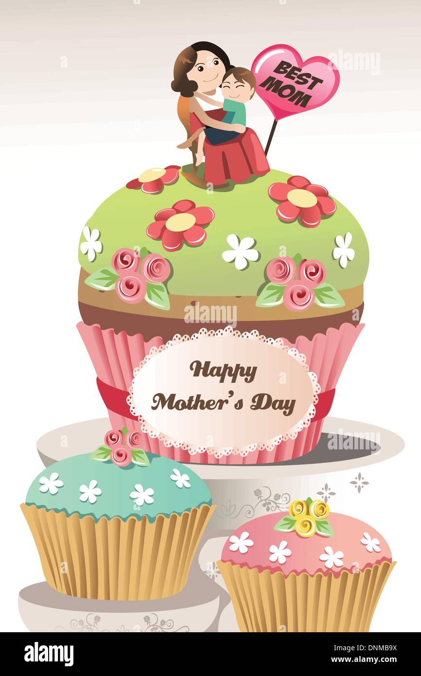 Un vecteur illustration de la fête des mères, carte de souhaits Illustration de Vecteur