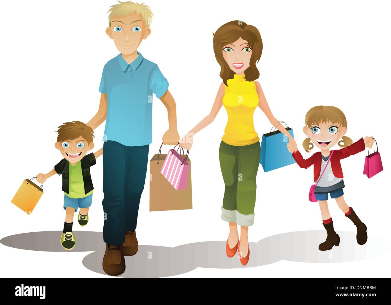 Un vecteur illustration d'une famille shopping together Illustration de Vecteur