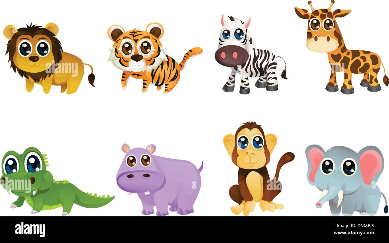 Un vecteur illustration des différents types de la faune Les animaux dessins animés Illustration de Vecteur