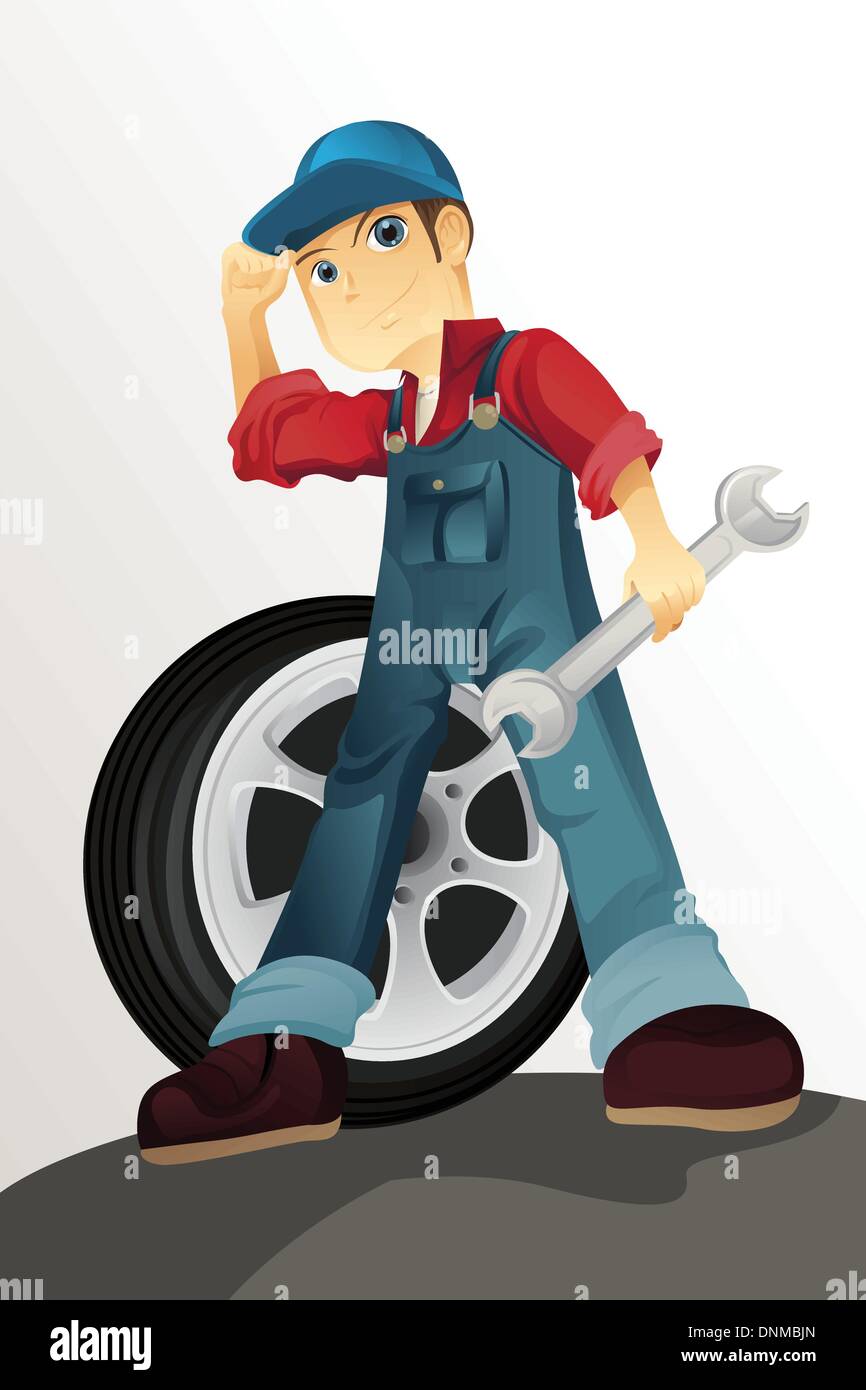 Un vecteur illustration d'un mécanicien automobile Illustration de Vecteur