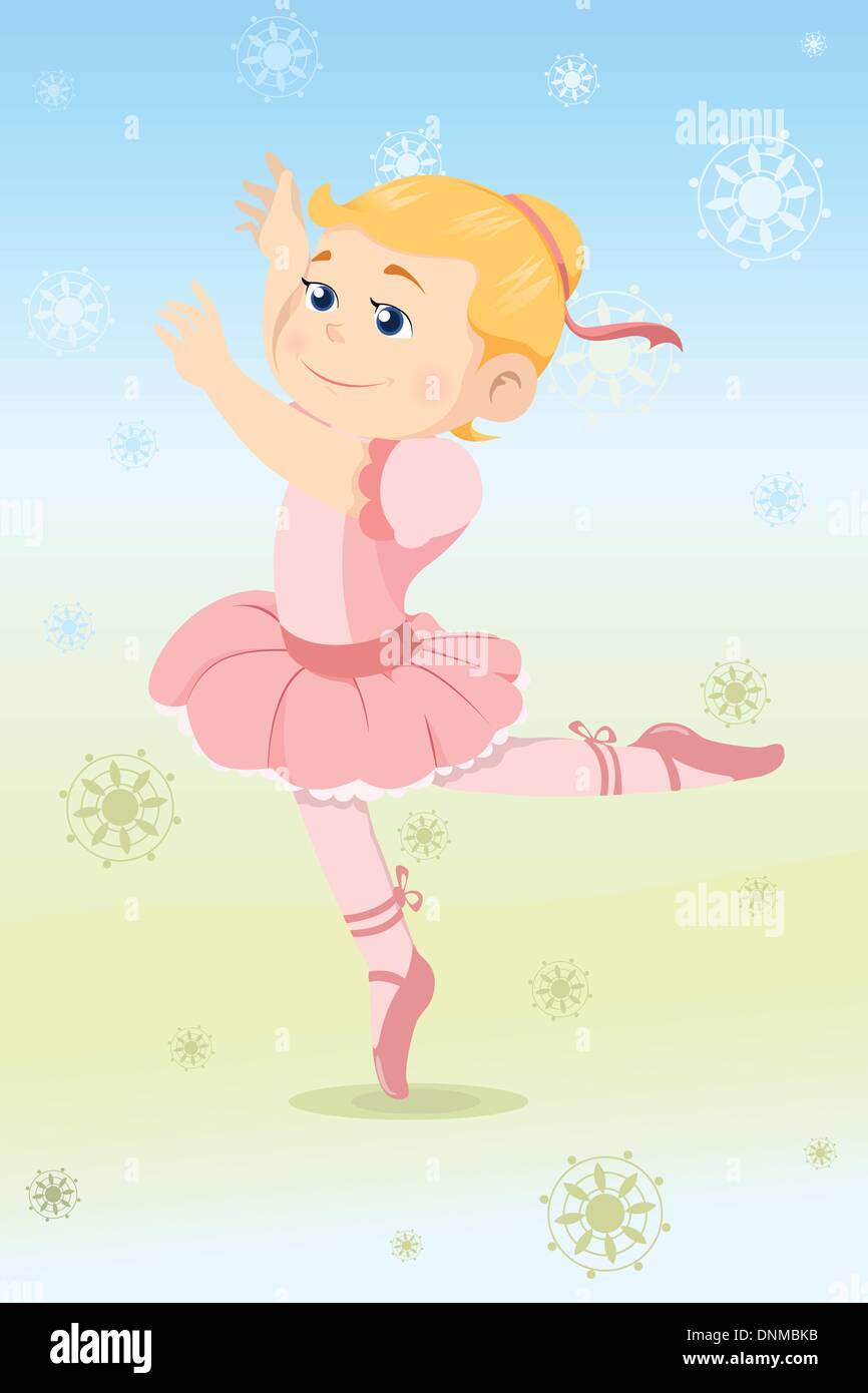 Un vecteur illustration d'une belle jeune fille vêtue comme une ballerine Illustration de Vecteur