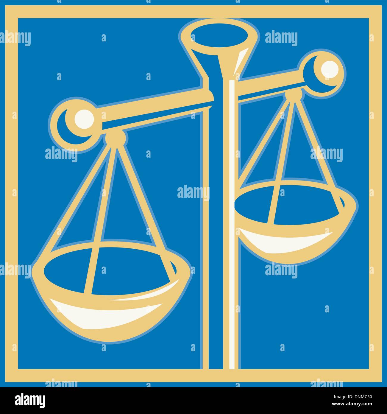Les images satellites montrent une balance de la justice situé à l'intérieur d'un carré Illustration de Vecteur