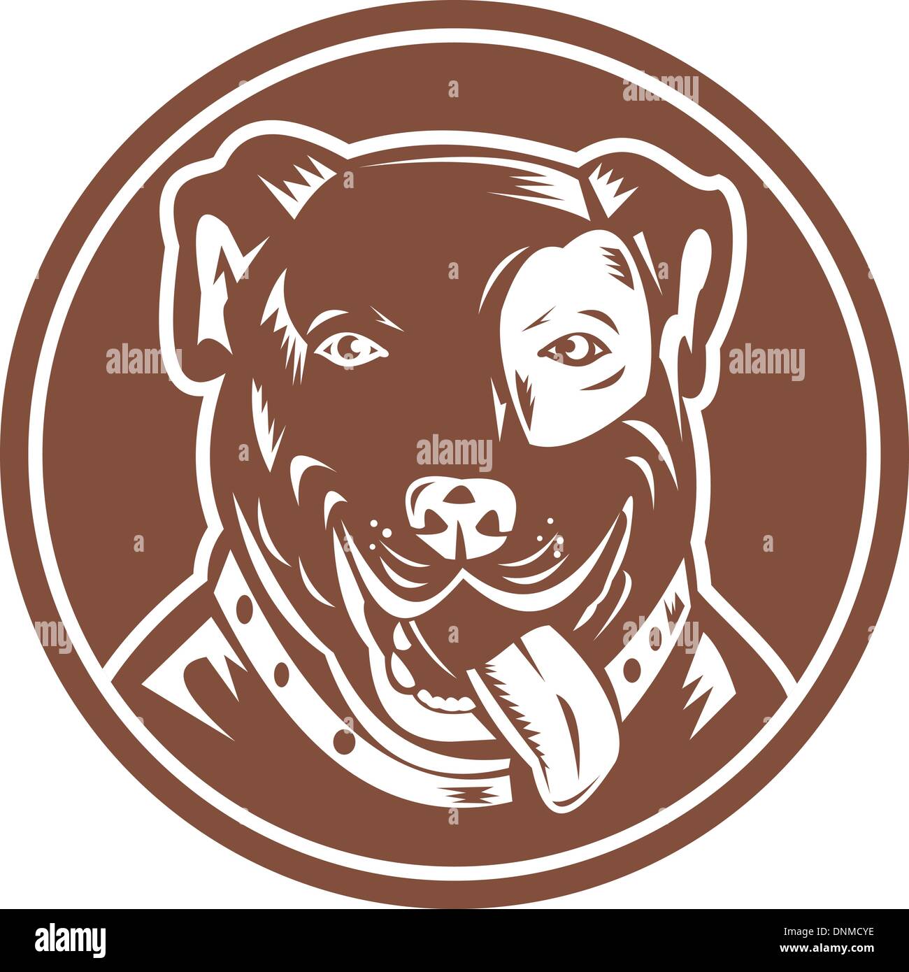 Illustration d'un bull-terrier américain de mine situé dans un cercle Illustration de Vecteur