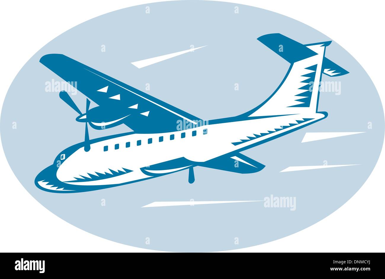 Illustration d'un avion à hélice style gravure sur bois Illustration de Vecteur