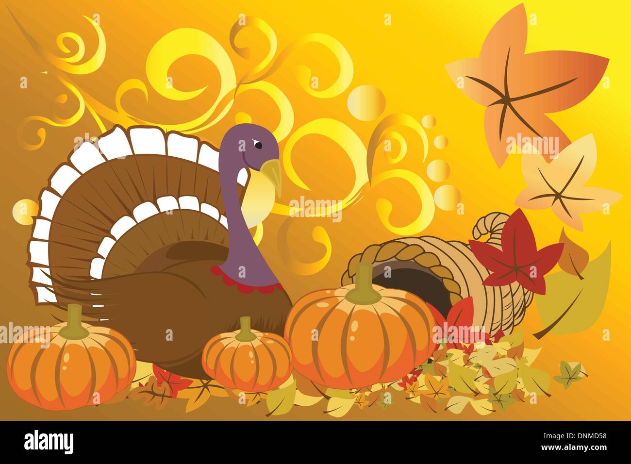 Illustration vecteur de la Turquie et de citrouilles pour Thanksgiving celebration Illustration de Vecteur