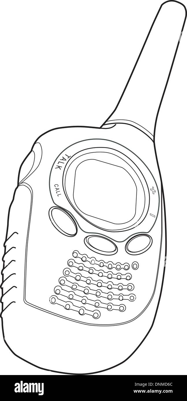 Illustration de téléphone radio walkie talkie en noir et blanc. Illustration de Vecteur